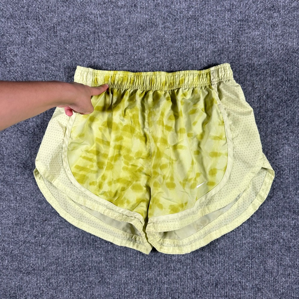 Nike Shorts Womens Size M Lime Green Tie Dye Dri-Fit Running Athletic Perforated